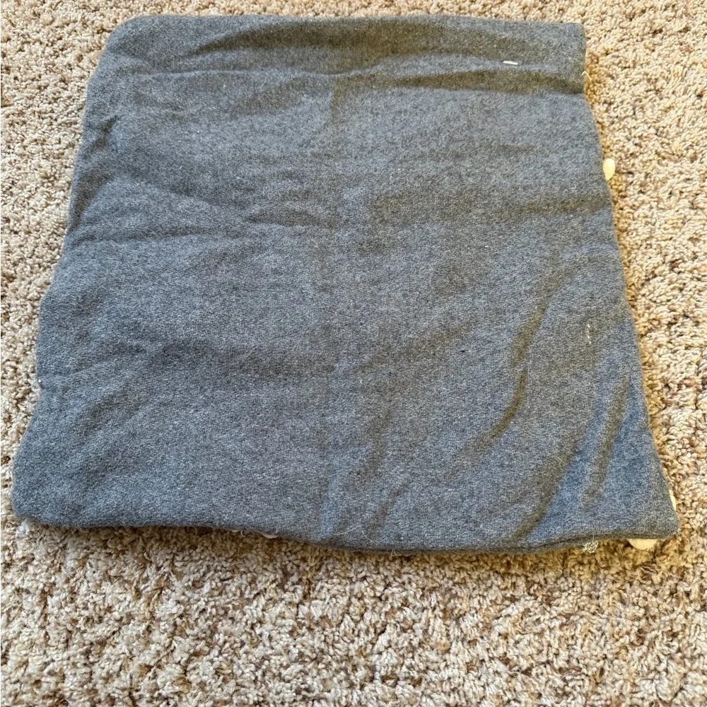Pottery barn 18 x 18 pillow cover Gray Wool-Blend Pom-Pom Stripes silver white